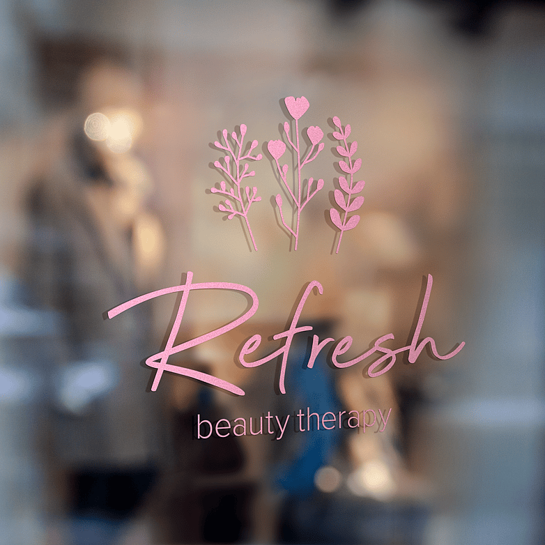 Refresh beauty therapy sign on a shop window