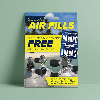 Adreno poster advertising scuba tank air fills