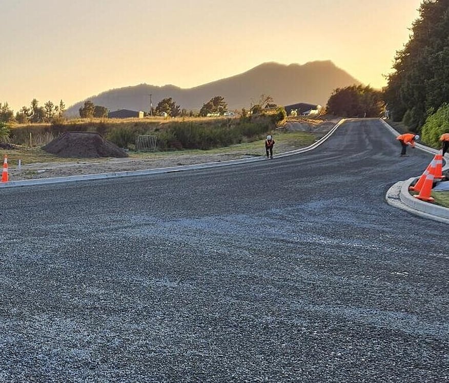 asphalt concrete drive in front of Mt Tauhara