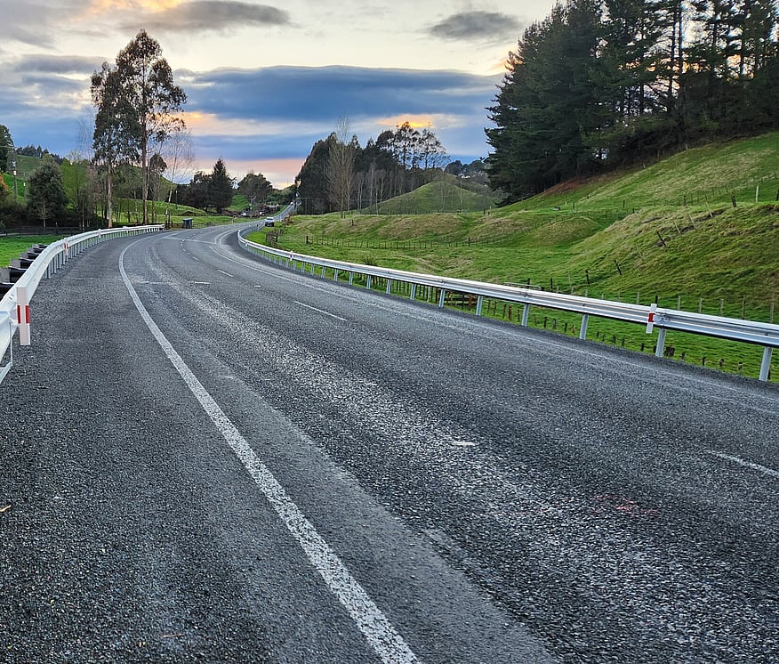 Road view through farmland
