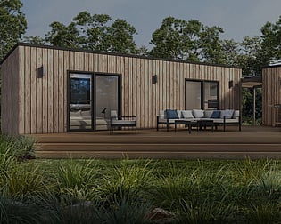 Image of the tiny home cabin exterior, built by Whitechurch Construction, Waikato residential builders.
