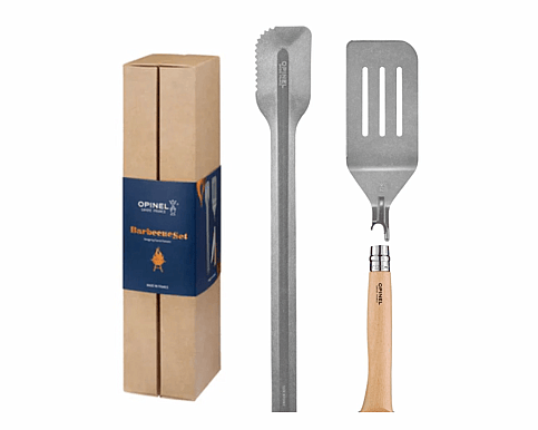 The No.12B Stainless Steel Opinel folding knife, featuring a 16 cm blade, is ideal for slicing through meats, vegetables, and fruits. Its handle, made from beech wood sourced from sustainably managed French forests