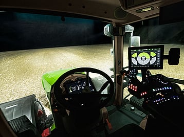Fendt 800 Vario Cab Interior at night with light controls
