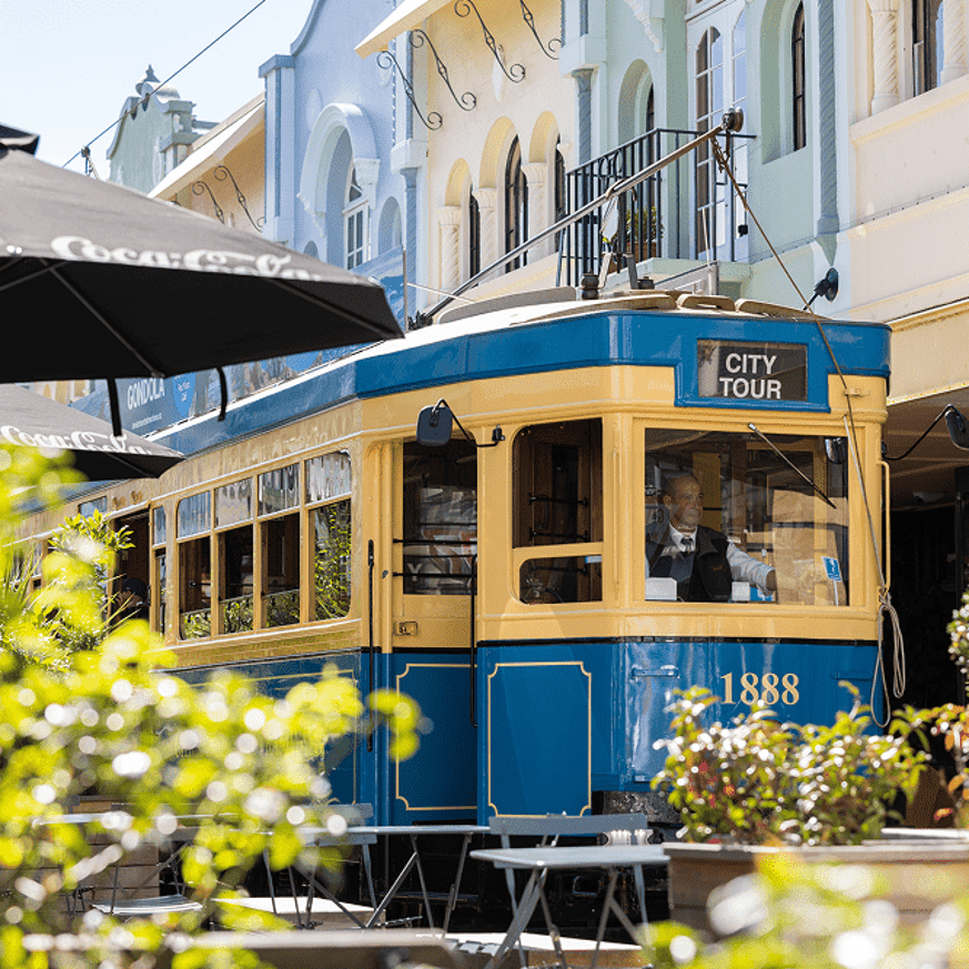 Tram on a city tour in Christchurch