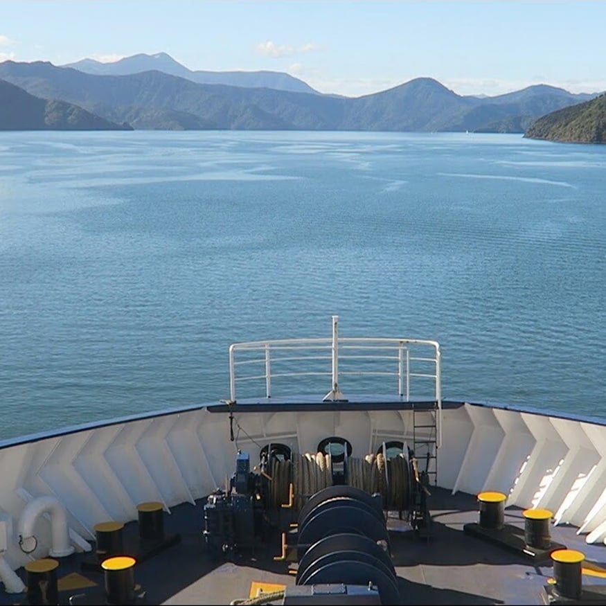View from the deck of the Interislander ferry looking out to sea