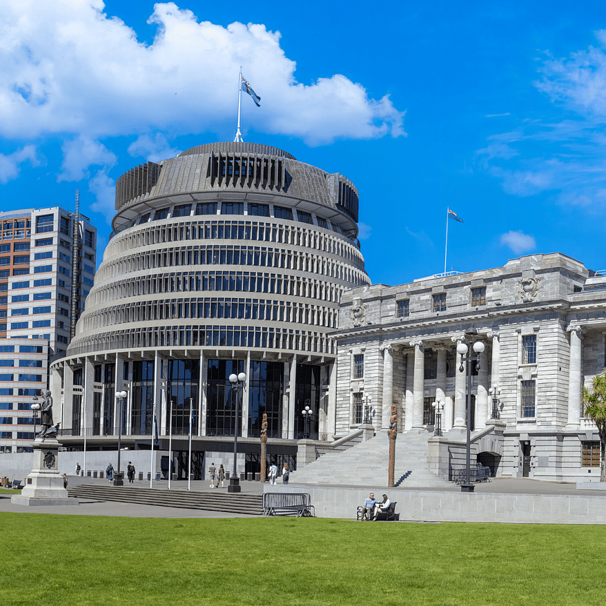 The Beehive government building in Wellington