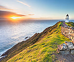 Cape Reinga lighthouse with sunset