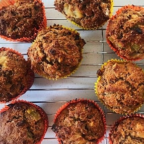 High fibre apple & cranberry muffins