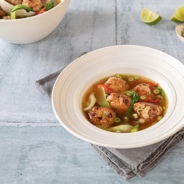 Chicken meatballs with ginger broth