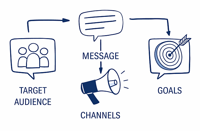 Target audience, message, channels and goals