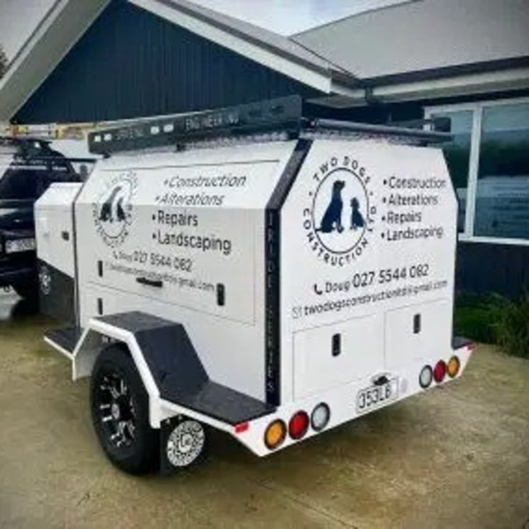 Two dogs Construction tradesman trailer