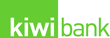 Kiwibank logo in green rectangle