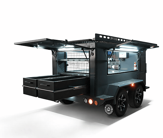 Pro Trade Series TP85 rear and side view with doors and drawers open
