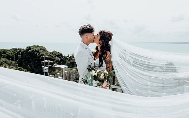 Traditional white wedding flowers with a bit of wild by Raglan Florist Wild About Eve