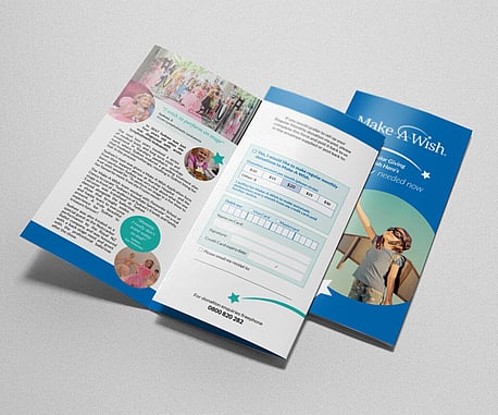 Tri-fold flyer design for Make-A-Wish