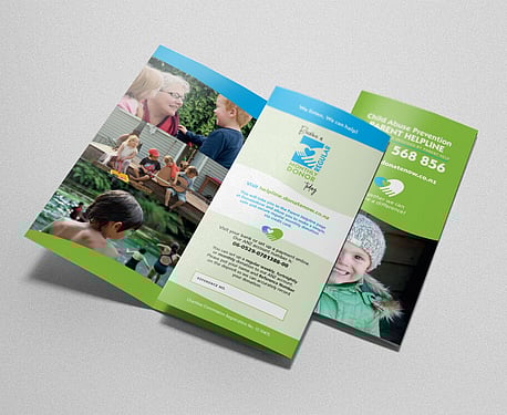 Tri-fold flyer design for Child Abuse Prevention Parent Helpline