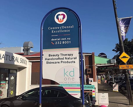 Signage in Tawa, Wellington, for Centre of Dental Excellence.