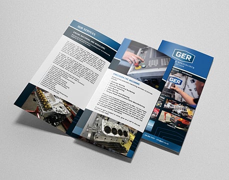 Tri-fold flyer design for GER Engine Specialists, Auckland