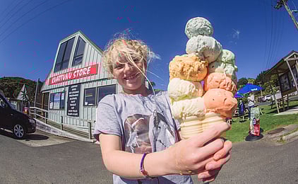 Pizza just out of the wood-fired pizza oven at Luke's Kitchen (Kuaotunu)