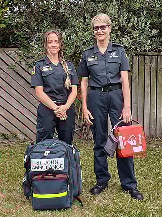 Carrie Richards & Lise Hermansen, two members of the Kuaotunu St John First Response Group