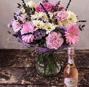 Vase with free mini rose Prossecco - &pound;40 to &pound;50