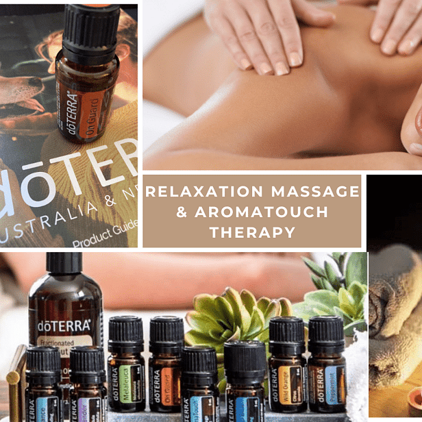 Picture of doTERRA Essential oils and a lady having treatment
