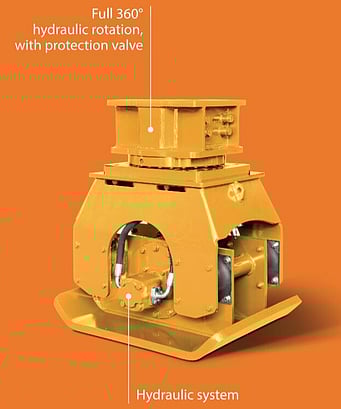 a brand new Italian designed and manufactured Indeco brand hydraulic Compactor attachemment for excavators. used to compact surfaces just filled with metal or aggregate or soil