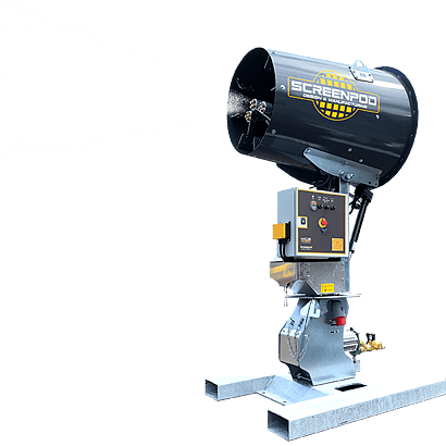 a Screenpod S-Series dust cannon for dust suppression. Model S45 with a 45metre mist throw capability