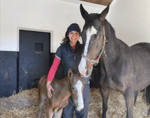 Zania pictured with the Zawiyah x Shouldvebeenaring colt.