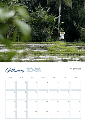Anita Burgess Photography 2026 Calendar mock-up of February.