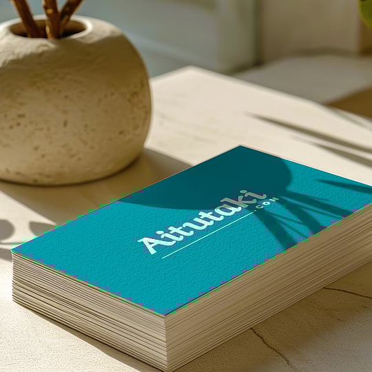 Brand collateral shown across business cards