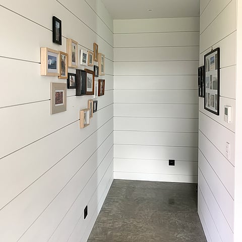 Paneled interior hallway