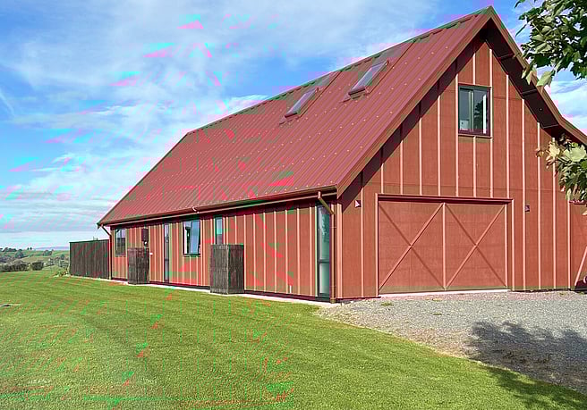 Red barn style farmhouse
