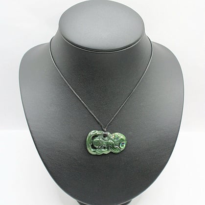  Genuine Hand Carved NZ Greenstone Pounamu Hei Tiki Pendant