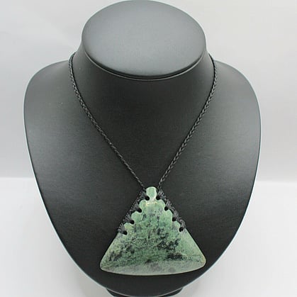  Genuine Hand Carved NZ Greenstone Pounamu Maunga Triangle Pendant