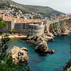 Dubrvnik Old Town - walls and sea.