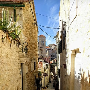 Narrow pedestrian walkway in Hvar.