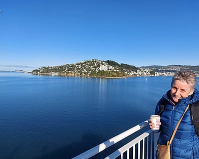 Woman on boat travelling light.
