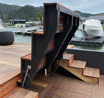 Bespoke liftable stair system Pauanui waterways