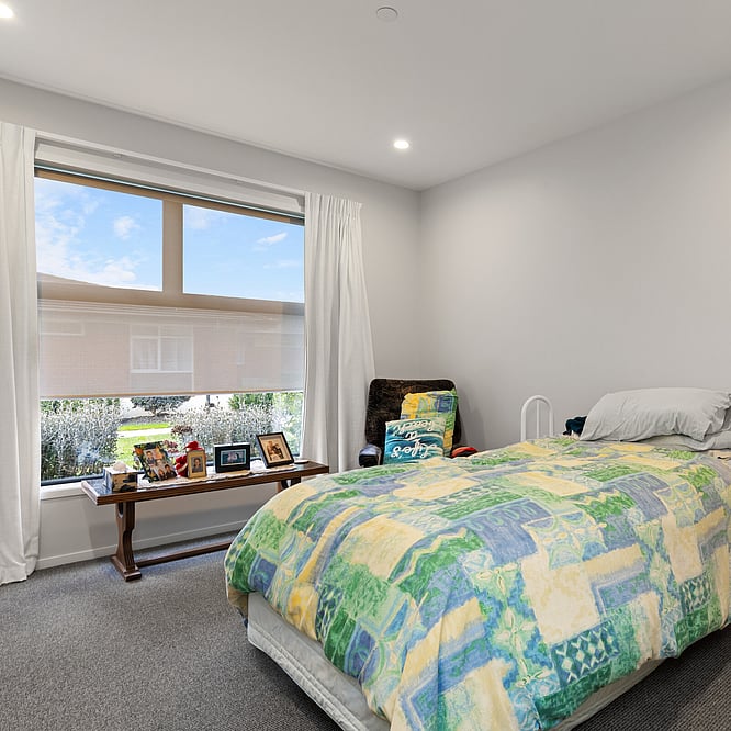 Bedroom in one of the houses at Eventide Retirement Village