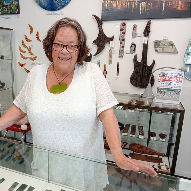 pictured here is maude heath owner of artel gallery; supporting her testimonial