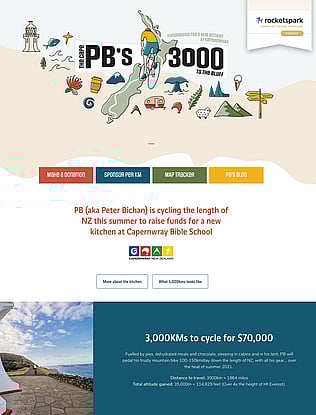 Fundraising website for Caperwray Bible School | PB's 3000 Cycle Ride | NZ Web Design