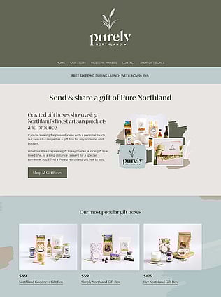 Purely Northland | Gift Boxes curated with Northland products | Website design