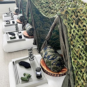 CAMO-ARMY - Raising a little warrior?  This Army themed slumber party package is the perfect option for those little adventure seekers.