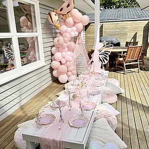 A FAIRY PICNIC - Sit amongst the toadstools, butterflies and fairies in this magical pink fairy picnic.