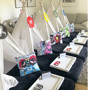 AVENGERS - Super hero fans will love this theme.  Each guest enjoys their very own super hero setting in a selection of colours.