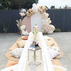 BABY SHOWER - A special celebration for a special new addition. Include our giant white teddy for extra cuteness!