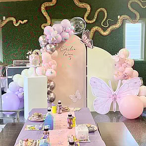 BEAUTIFUL BUTTERFLIES  - A feminine butterfly set up for Emilia. Pink and Lilac tones complimented this fun girly set up!