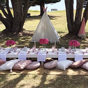 A PICNIC AMONGST THE TREES - Classic and elegant this set up for a 30th birthday was a sure hit fort all the guests
