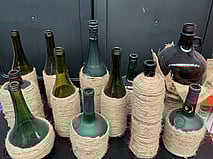 Bottles - Glass bottles with rope, assorted sizes